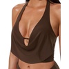 image:imageSUUKSESS Women Sexy Two Piece Bikini Set Halter Cowl Neck Bathing Suit201 Dark Brown