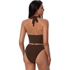 image:imageSUUKSESS Women Sexy Two Piece Bikini Set Halter Cowl Neck Bathing Suit201 Dark Brown