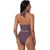 image:imageSUUKSESS Women Sexy Two Piece Bikini Set Halter Cowl Neck Bathing Suit201 Dusty Purple Polka Dot