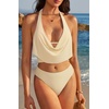 image:imageSUUKSESS Women Sexy Two Piece Bikini Set Halter Cowl Neck Bathing Suit201 Pale Yellow