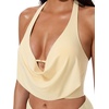 image:imageSUUKSESS Women Sexy Two Piece Bikini Set Halter Cowl Neck Bathing Suit201 Pale Yellow