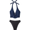 image:imageSUUKSESS Women Sexy Two Piece Bikini Set Halter Cowl Neck Bathing Suit201 Peacock BlueBlack