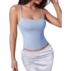 image:imageSUUKSESS Women Cotton Double Layer Unpadded Cami Summer Basic Going Out TopsBlue