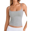 image:imageSUUKSESS Women Cotton Double Layer Unpadded Cami Summer Basic Going Out TopsFlower Grey