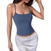 image:imageSUUKSESS Women Cotton Double Layer Unpadded Cami Summer Basic Going Out TopsLight Blue
