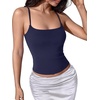 image:imageSUUKSESS Women Cotton Double Layer Unpadded Cami Summer Basic Going Out TopsNavy Blue