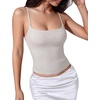 image:imageSUUKSESS Women Cotton Double Layer Unpadded Cami Summer Basic Going Out TopsOatcolored