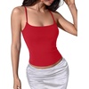 image:imageSUUKSESS Women Cotton Double Layer Unpadded Cami Summer Basic Going Out TopsRed
