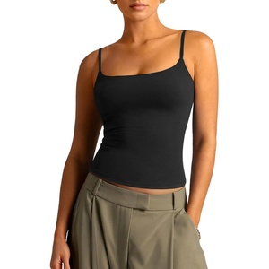 image:imageSUUKSESS Women Cotton Double Layer Unpadded Cami Summer Basic Going Out TopsBlack