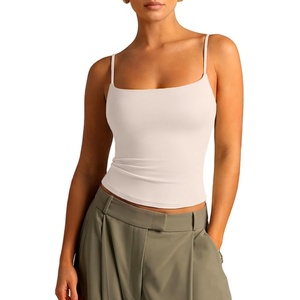 image:imageSUUKSESS Women Cotton Double Layer Unpadded Cami Summer Basic Going Out TopsCream White