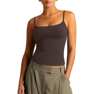 image:imageSUUKSESS Women Cotton Double Layer Unpadded Cami Summer Basic Going Out TopsDark Brown