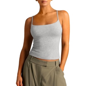 image:imageSUUKSESS Women Cotton Double Layer Unpadded Cami Summer Basic Going Out TopsFlower Grey