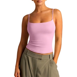 image:imageSUUKSESS Women Cotton Double Layer Unpadded Cami Summer Basic Going Out TopsLight Pink
