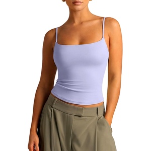 image:imageSUUKSESS Women Cotton Double Layer Unpadded Cami Summer Basic Going Out TopsLight Purple
