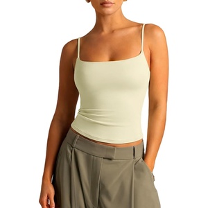 image:imageSUUKSESS Women Cotton Double Layer Unpadded Cami Summer Basic Going Out TopsPale Yellow