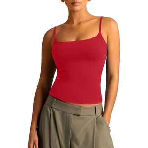 image:imageSUUKSESS Women Cotton Double Layer Unpadded Cami Summer Basic Going Out TopsRed