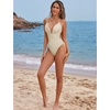 image:imageSUUKSESS Women Sexy One Piece Swimsuit Tummy Control Deep V Neck Bathing SuitBeige White