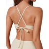 image:imageSUUKSESS Women Sexy One Piece Swimsuit Tummy Control Deep V Neck Bathing SuitBeige White