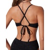 image:imageSUUKSESS Women Sexy One Piece Swimsuit Tummy Control Deep V Neck Bathing SuitBlack