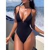 image:imageSUUKSESS Women Sexy One Piece Swimsuit Tummy Control Deep V Neck Bathing SuitBlack
