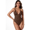 image:imageSUUKSESS Women Sexy One Piece Swimsuit Tummy Control Deep V Neck Bathing SuitBrown