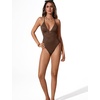 image:imageSUUKSESS Women Sexy One Piece Swimsuit Tummy Control Deep V Neck Bathing SuitBrown