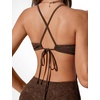 image:imageSUUKSESS Women Sexy One Piece Swimsuit Tummy Control Deep V Neck Bathing SuitBrown