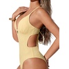 image:imageSUUKSESS Women Sexy One Piece Swimsuit Tummy Control Deep V Neck Bathing SuitButter Yellow