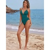 image:imageSUUKSESS Women Sexy One Piece Swimsuit Tummy Control Deep V Neck Bathing SuitPeacock Blue