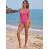 image:imageSUUKSESS Women Sexy One Piece Swimsuit Tummy Control Deep V Neck Bathing SuitPink
