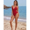 image:imageSUUKSESS Women Sexy One Piece Swimsuit Tummy Control Deep V Neck Bathing SuitRed