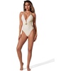 image:imageSUUKSESS Women Sexy One Piece Swimsuit V Neck Crisscross Back Bathing Suit217 Beige White