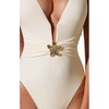 image:imageSUUKSESS Women Sexy One Piece Swimsuit V Neck Crisscross Back Bathing Suit217 Beige White
