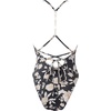 image:imageSUUKSESS Women Sexy One Piece Swimsuit V Neck Crisscross Back Bathing Suit217 Black Yellow Floral