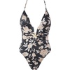 image:imageSUUKSESS Women Sexy One Piece Swimsuit V Neck Crisscross Back Bathing Suit217 Black Yellow Floral