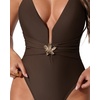 image:imageSUUKSESS Women Sexy One Piece Swimsuit V Neck Crisscross Back Bathing Suit217 Deep Brown
