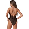 image:imageSUUKSESS Women Sexy One Piece Swimsuit V Neck Crisscross Back Bathing Suit217 Deep Brown
