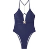 image:imageSUUKSESS Women Sexy One Piece Swimsuit V Neck Crisscross Back Bathing Suit217 Navy Blue