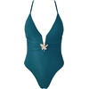 image:imageSUUKSESS Women Sexy One Piece Swimsuit V Neck Crisscross Back Bathing Suit217 Peacock Blue