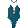 image:imageSUUKSESS Women Sexy One Piece Swimsuit V Neck Crisscross Back Bathing Suit217 Peacock Blue