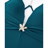 image:imageSUUKSESS Women Sexy One Piece Swimsuit V Neck Crisscross Back Bathing Suit217 Peacock Blue