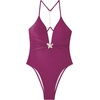 image:imageSUUKSESS Women Sexy One Piece Swimsuit V Neck Crisscross Back Bathing Suit217 Purple