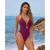 image:imageSUUKSESS Women Sexy One Piece Swimsuit V Neck Crisscross Back Bathing Suit217 Purple