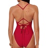 image:imageSUUKSESS Women Sexy One Piece Swimsuit V Neck Crisscross Back Bathing Suit217 Red