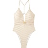 image:imageSUUKSESS Women Sexy One Piece Swimsuit V Neck Crisscross Back Bathing Suit217 Yellow Geometry
