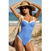 image:imageSUUKSESS Women Sexy Underwire One Piece Swimsuit Color Block Cutout Bathing Suit215 Azure White