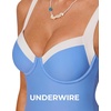 image:imageSUUKSESS Women Sexy Underwire One Piece Swimsuit Color Block Cutout Bathing Suit215 Azure White