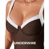 image:imageSUUKSESS Women Sexy Underwire One Piece Swimsuit Color Block Cutout Bathing Suit215 Beige Brown