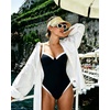image:imageSUUKSESS Women Sexy Underwire One Piece Swimsuit Color Block Cutout Bathing Suit215 Black White