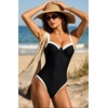 image:imageSUUKSESS Women Sexy Underwire One Piece Swimsuit Color Block Cutout Bathing Suit215 Black White